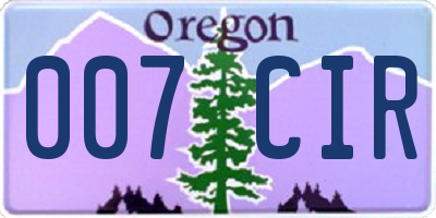 OR license plate 007CIR
