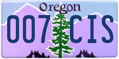 OR license plate 007CIS