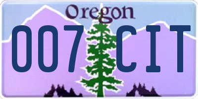 OR license plate 007CIT