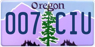 OR license plate 007CIU