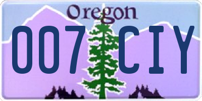 OR license plate 007CIY