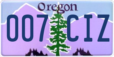 OR license plate 007CIZ
