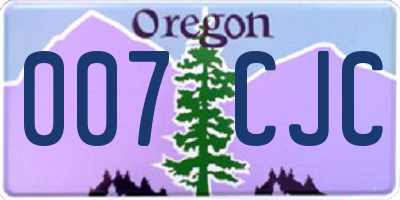 OR license plate 007CJC
