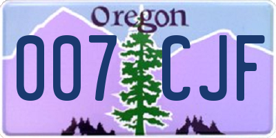 OR license plate 007CJF