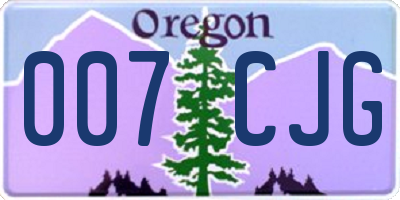 OR license plate 007CJG