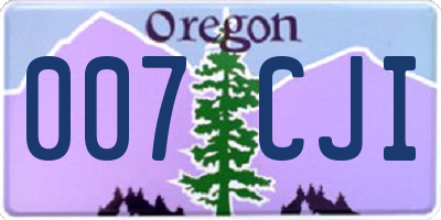 OR license plate 007CJI