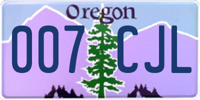 OR license plate 007CJL