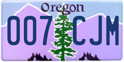 OR license plate 007CJM