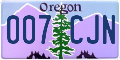OR license plate 007CJN