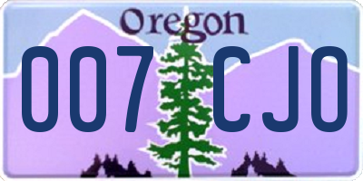 OR license plate 007CJO