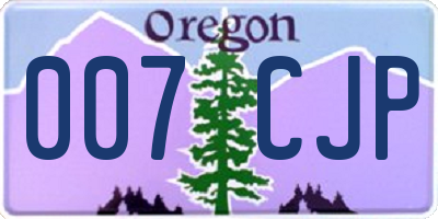 OR license plate 007CJP