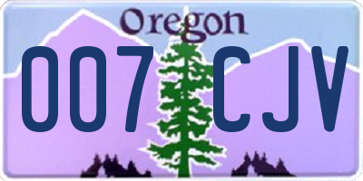OR license plate 007CJV