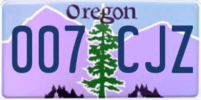 OR license plate 007CJZ