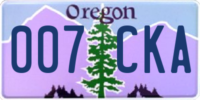 OR license plate 007CKA