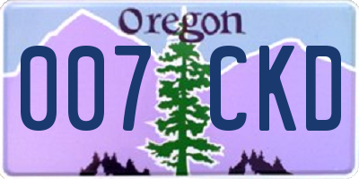 OR license plate 007CKD