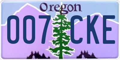 OR license plate 007CKE