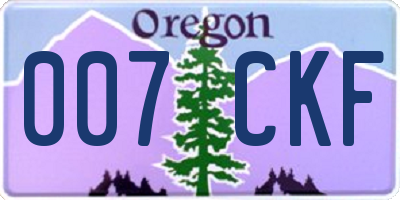 OR license plate 007CKF