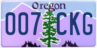 OR license plate 007CKG