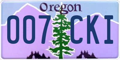 OR license plate 007CKI