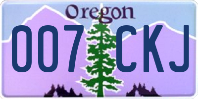 OR license plate 007CKJ