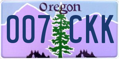 OR license plate 007CKK