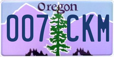 OR license plate 007CKM