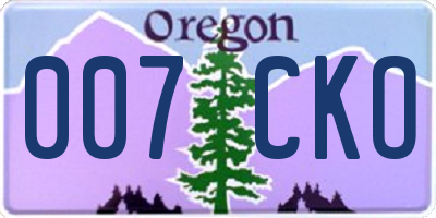 OR license plate 007CKO