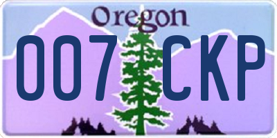 OR license plate 007CKP