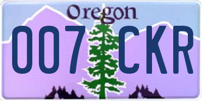 OR license plate 007CKR