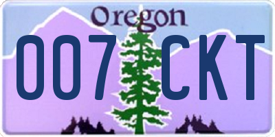 OR license plate 007CKT