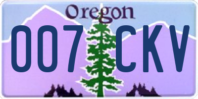 OR license plate 007CKV