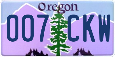 OR license plate 007CKW