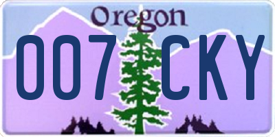 OR license plate 007CKY
