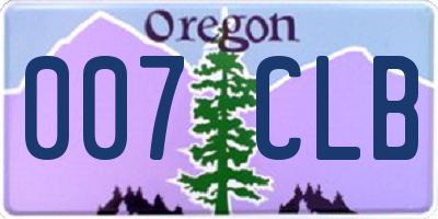 OR license plate 007CLB