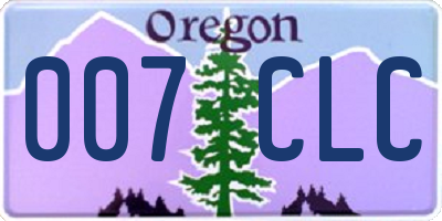 OR license plate 007CLC