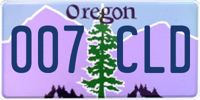 OR license plate 007CLD