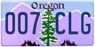 OR license plate 007CLG