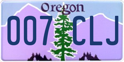 OR license plate 007CLJ