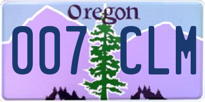 OR license plate 007CLM