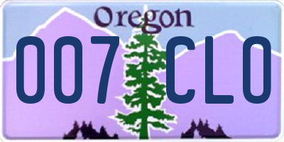 OR license plate 007CLO