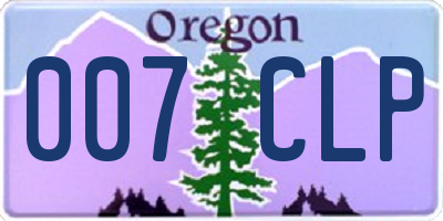 OR license plate 007CLP