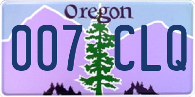 OR license plate 007CLQ