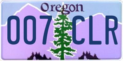 OR license plate 007CLR