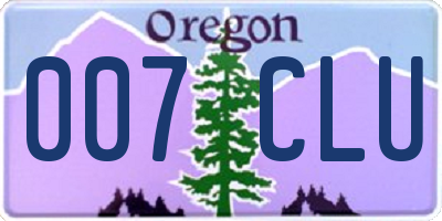 OR license plate 007CLU