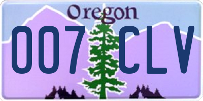 OR license plate 007CLV