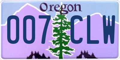 OR license plate 007CLW