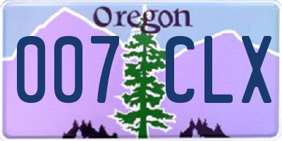 OR license plate 007CLX