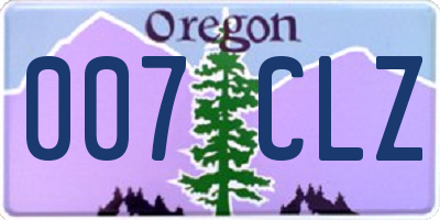 OR license plate 007CLZ