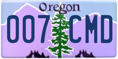 OR license plate 007CMD