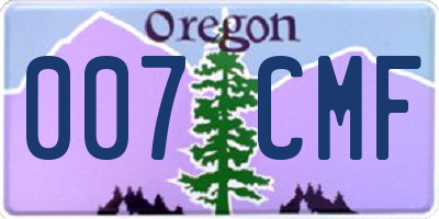 OR license plate 007CMF